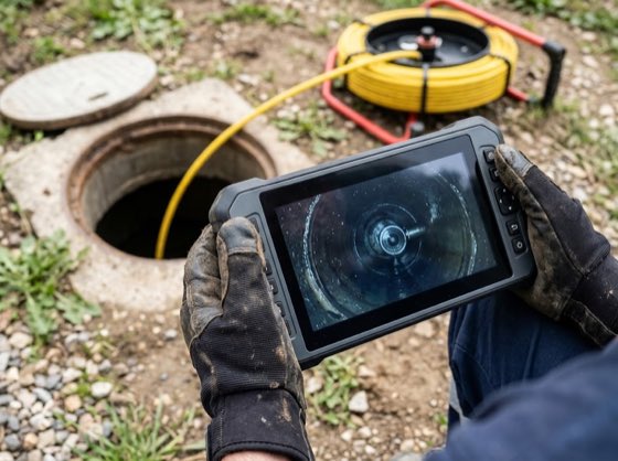 Inspection caméra d'une canalisation depuis un regard